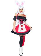 Poker-tjej, maskeradklänning med hjärtan, snörning och cold shoulder
